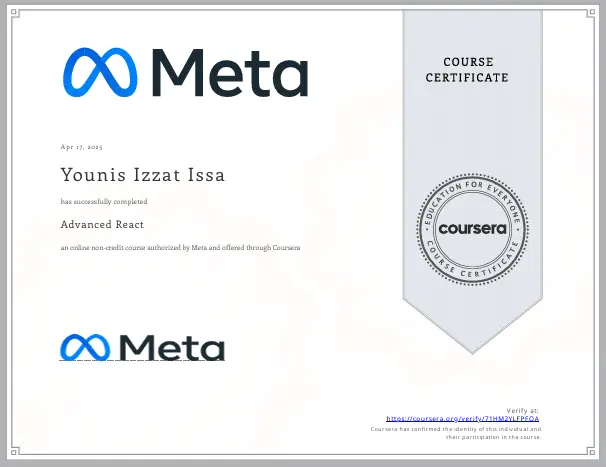 Meta Advanced React certificate