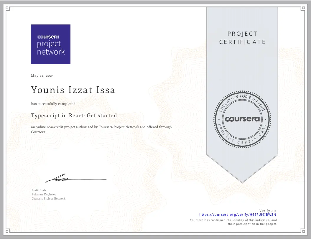 Coursera TypeScript certificate