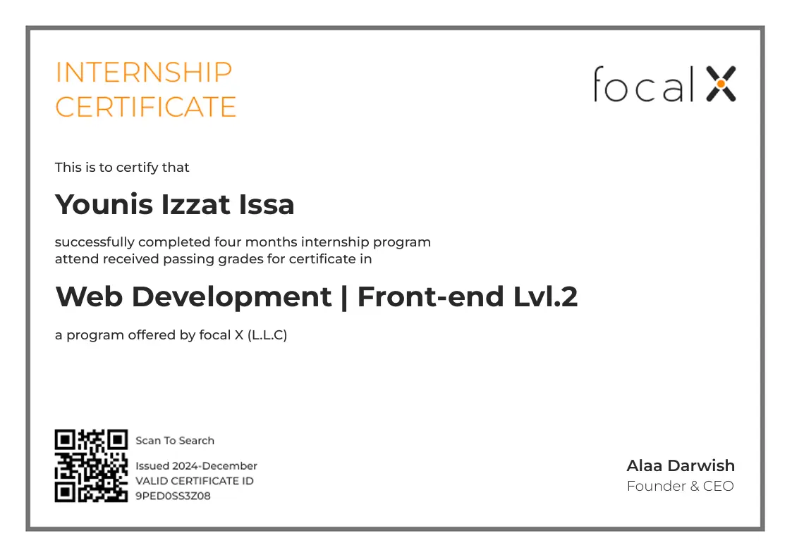 Focal-X Advanced React certificate