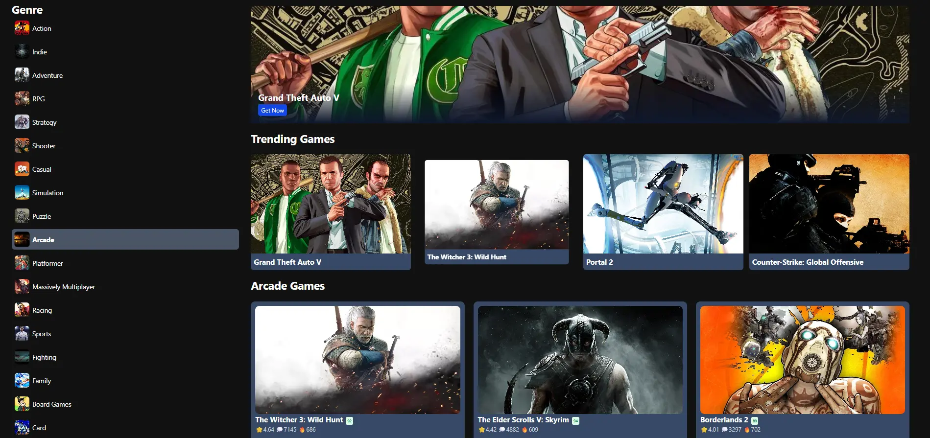Games Listing screenshot